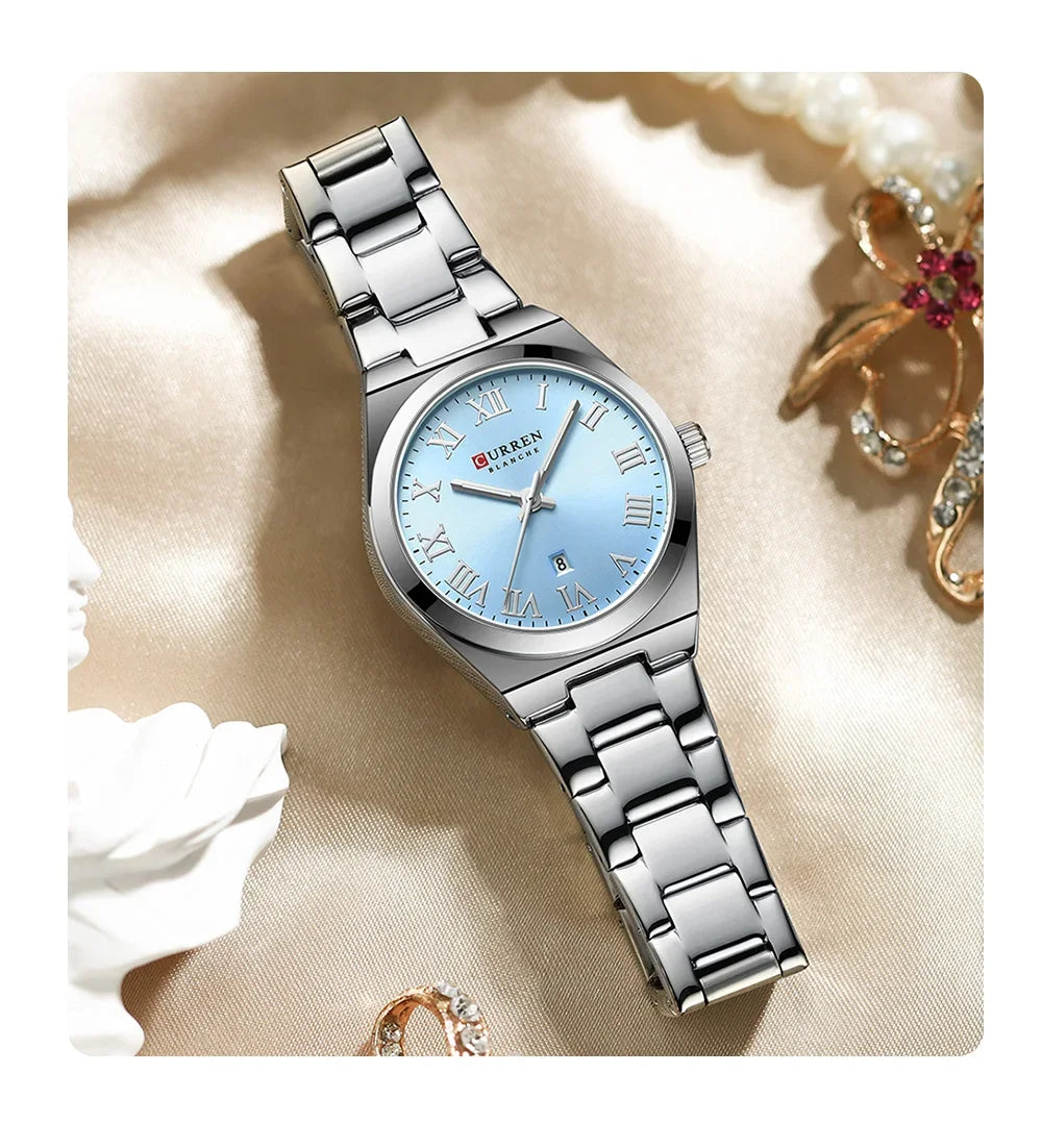 CURREN Watch Women,Watches for Women,Ladies Watches,Waterproof Fashion Dress Stainless Steel Bracelet Analog Watches Date