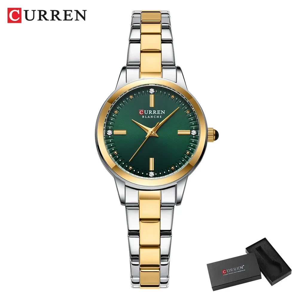 CURREN Women's Watches Fashion Original Quartz Wrist Watch for Ladies Roman Dial Dazzling Diamond Waterproof Luminous Luxury New