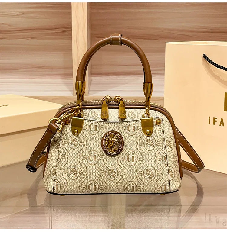 Light luxury brand women's handbag 2025 new retro versatile high-end lightweight single shoulder crossbody bag shell bag