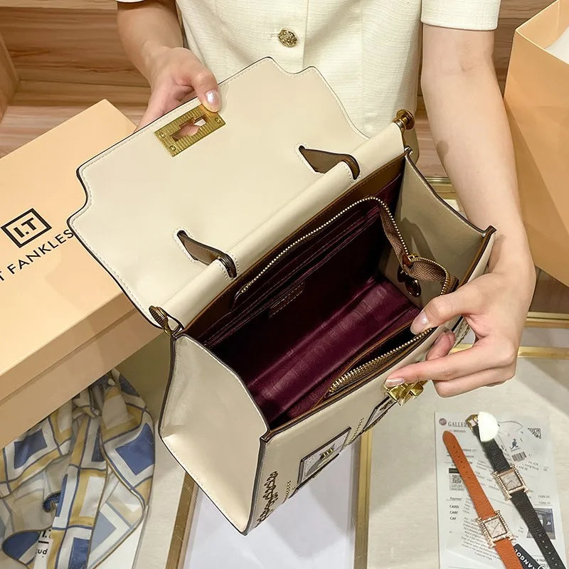 Women's handbag brand handbag 2025 new light luxury high-end designer retro crossbody shoulder bag