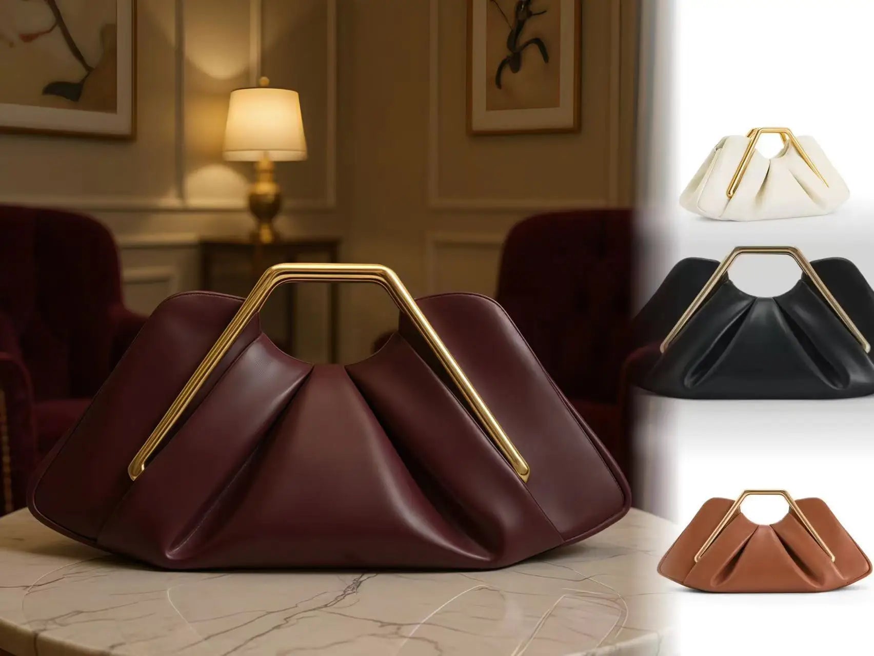 New Soft Leather Bag for Women Niche Cloud Bag Evening Pleated Bag High-end Handbag