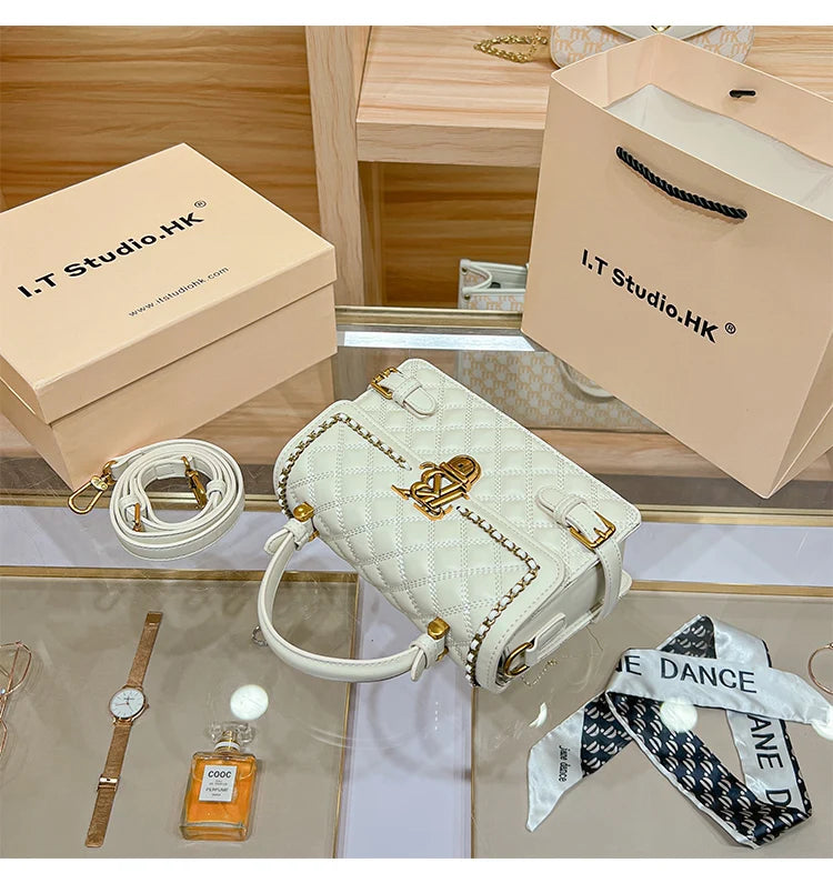 Women's handbag genuine leather carrying small square bag 2024 new high-end designer spring/summer crossbody shoulder bag