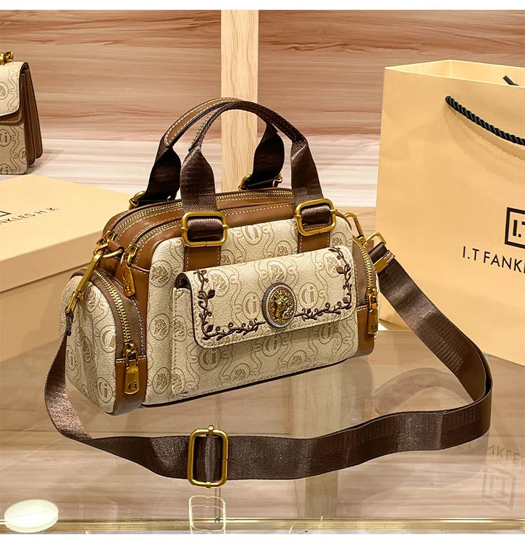 Women's Handbag 2025 New Brand Genuine Leather Handbag Designer High Quality Retro Single Shoulder Oblique Cross Pillow Bag