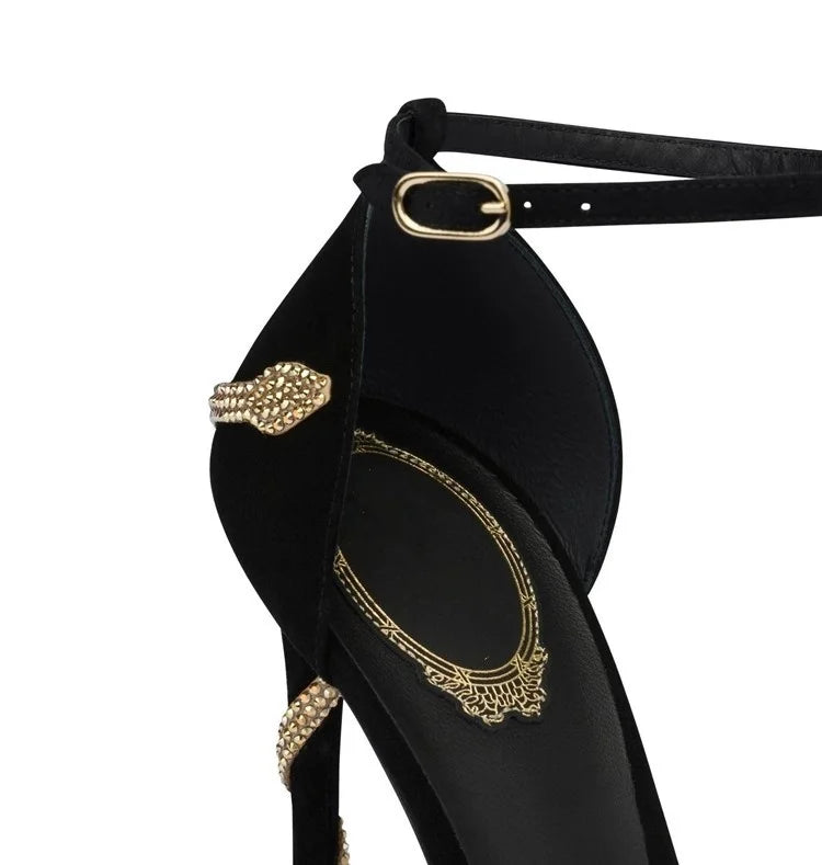 2025 Spring Summer New Style French Beauty Sandals Women'S Thin Heels Snake Twisting High Heels Party Dress Shoes