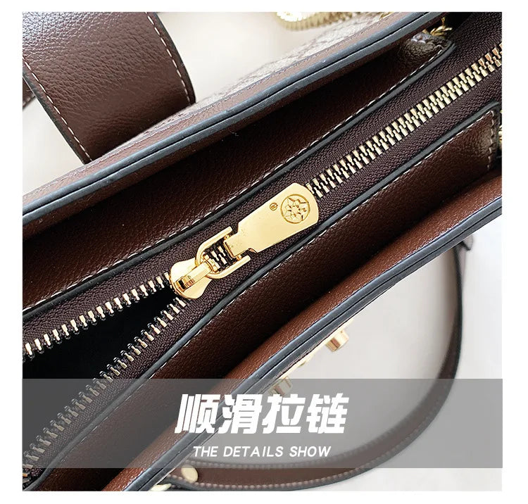 Women's Bag 2025 New Fashion European and American Retro Print Large Capacity Tote Bag Chain Shoulder Underarm Bag Wholesale
