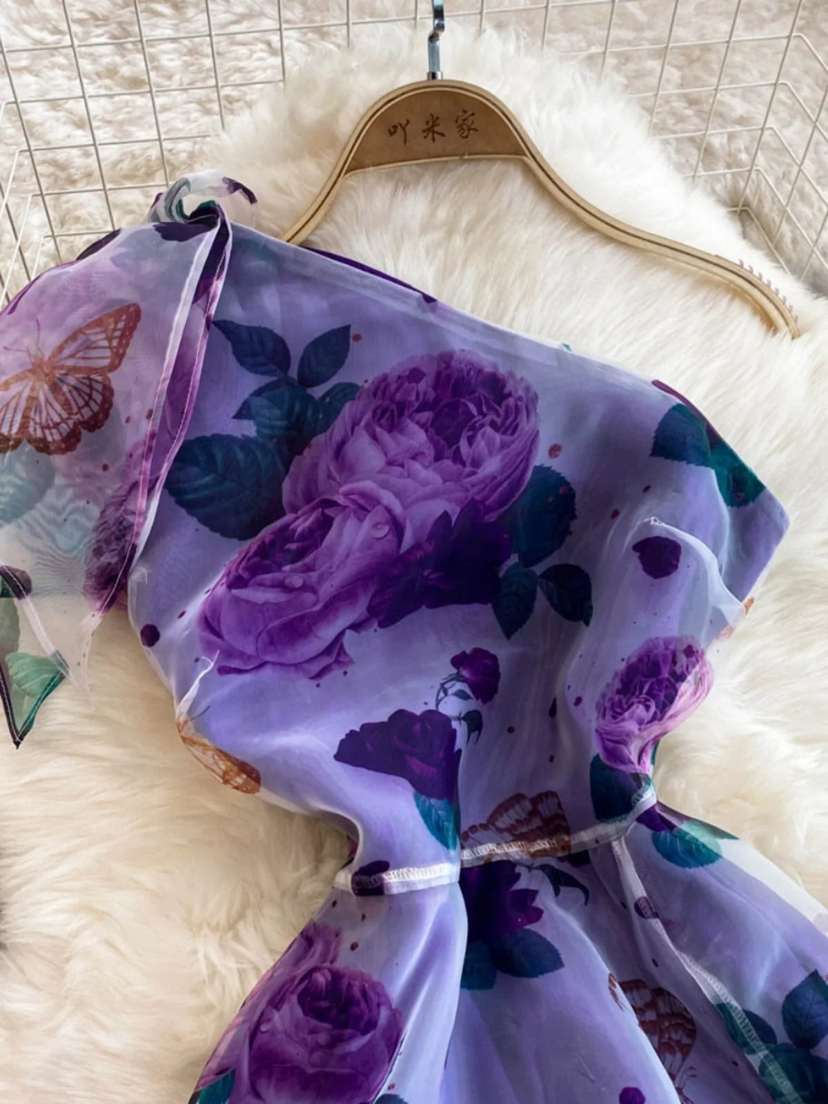 American Chic Maxi Dress for Women Floral Printed Skew Collar Sleeveless Female Dresses A-line Evening Club Vestidos Dropship