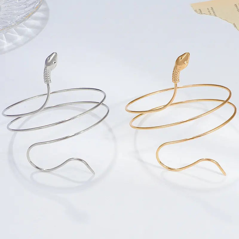 1PCS Punk Coiled Snake Spiral Upper Arm Cuff Armlet Armband Bangle Women Jewelry Egypt Swirl Snake Arm Cuff Armlet