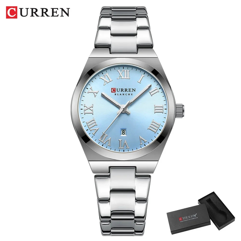 CURREN Watch Women,Watches for Women,Ladies Watches,Waterproof Fashion Dress Stainless Steel Bracelet Analog Watches Date