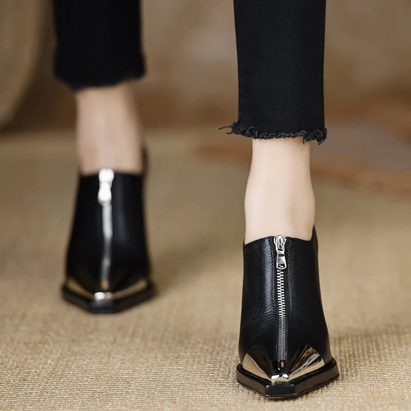 Women High Heel Loafers Pointed Toe Sexy Shoes Retro Fad Designer 2024 New Brand Luxury Sandals Hot Sale Zapatillas De Mujer