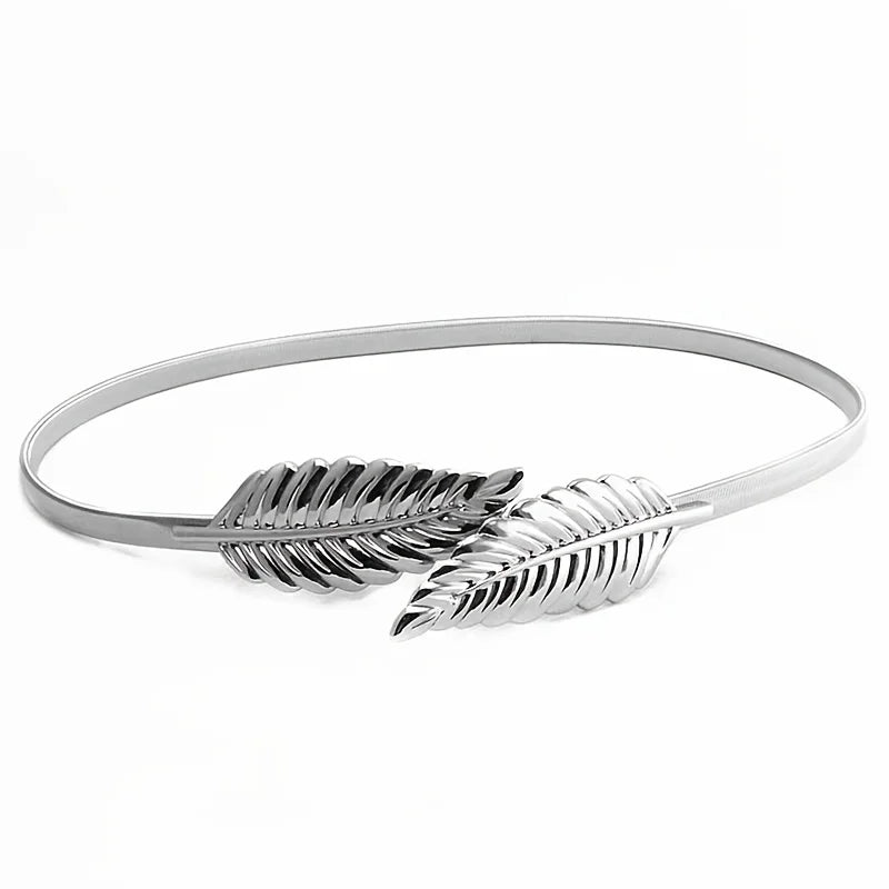Women Elastic Leaf Waist Belt Waistband For Dress Skirts Jeans Pant Body Chain Belt