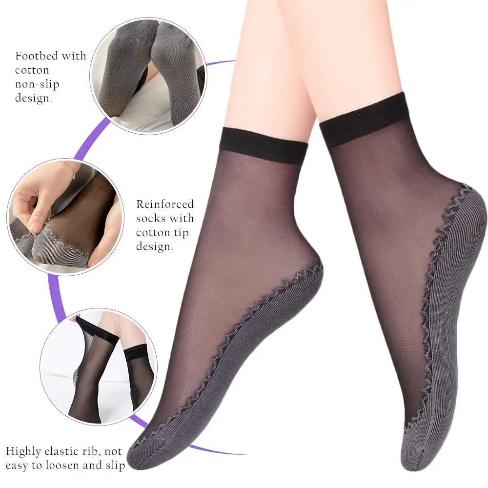 10 Pairs Women Socks Soft Socks Woman Summer Ultrathin Breathable Sock Casual Lightweight Female Transparent Boat Socks