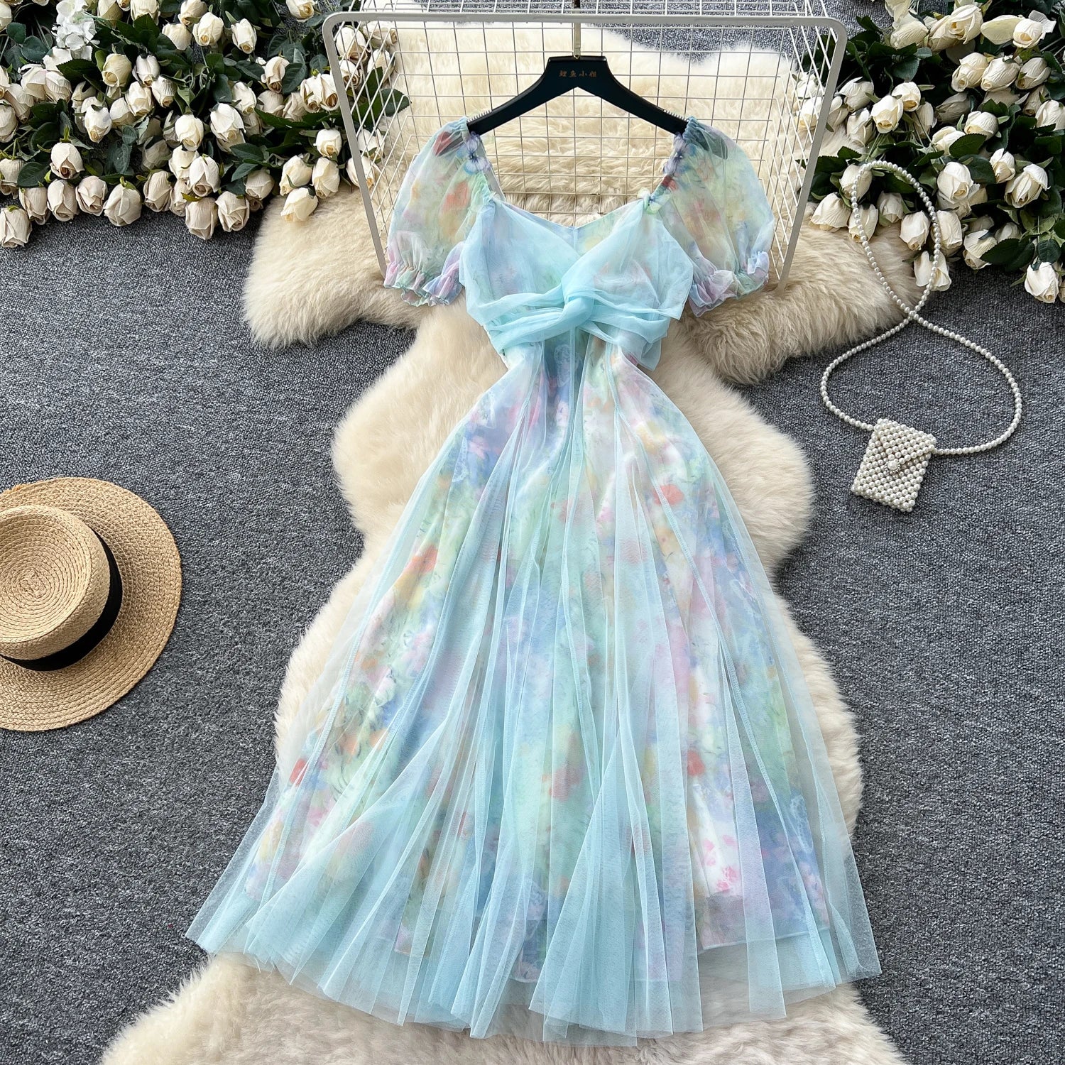 2025 French Fairycore 3D Butterfly Chic Dress Spaghetti Strap Sleeveless Print Design Summer Fashion Vacation Mesh Long Dress