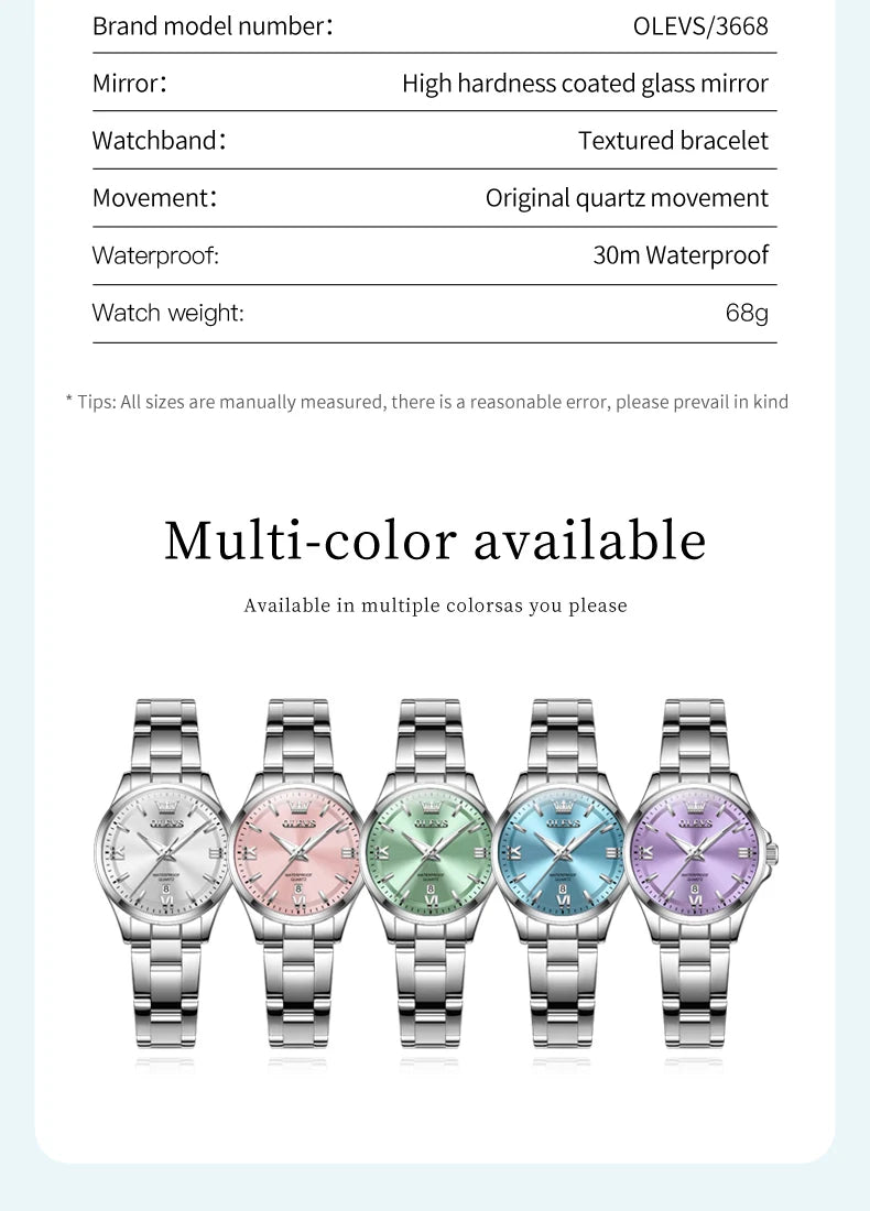 OLEVS Luxury Quartz Watch for Women Elegant Stainless Steel Women's Watches Gifts Waterproof Fashion Trend Simple Ladies Watch