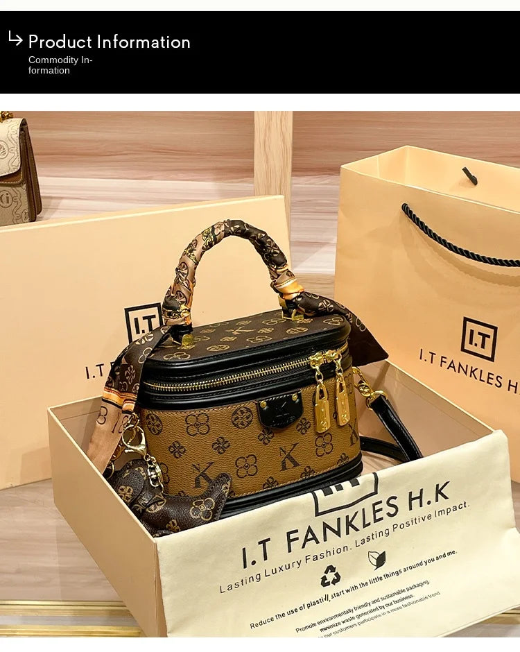 Luxury brand handbag 2025 new high-end designer box bag, bucket bag, single shoulder diagonal cross bag, fashionable