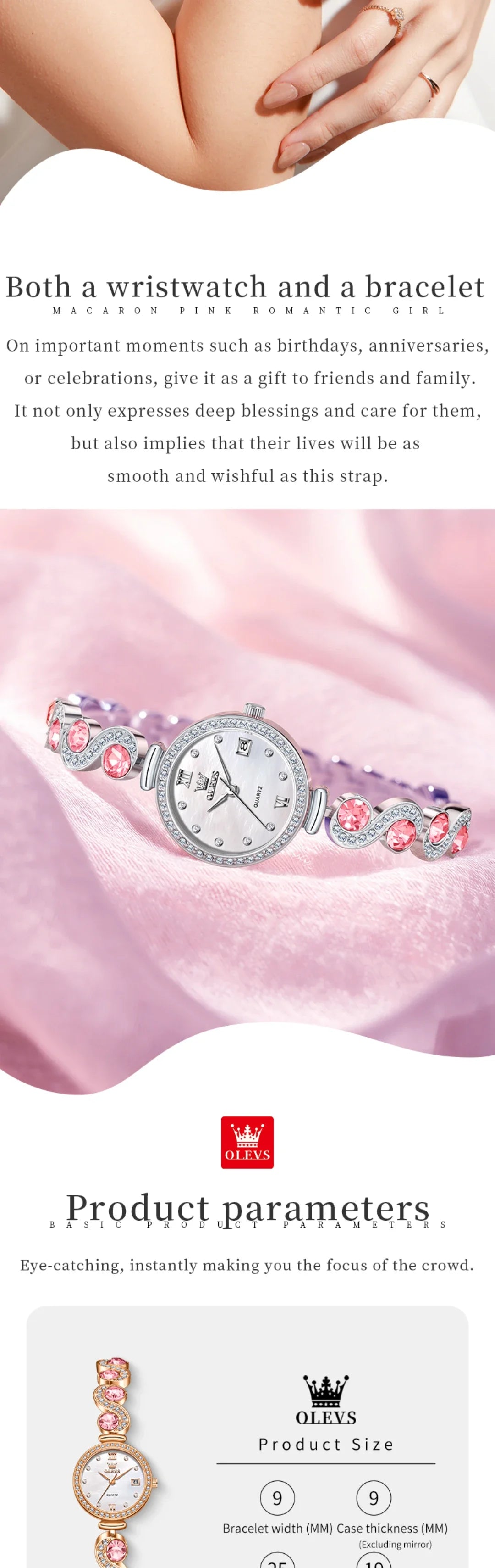 OLEVS 5633 Round-Dial Fashion Quartz Watch Stainless Steel Watchband Wristwatch with Calendar - Elegant Gift for Him Or Her