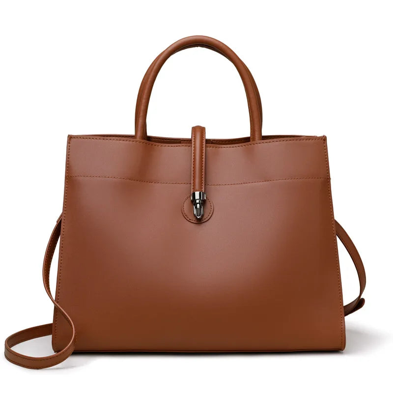 Leather women's bag, light luxury new tote bag, large capacity casual shoulder bag, crossbody bag, luxurious handbag