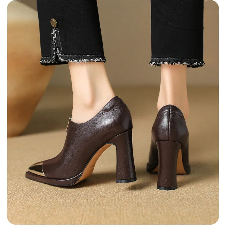 Women High Heel Loafers Pointed Toe Sexy Shoes Retro Fad Designer 2024 New Brand Luxury Sandals Hot Sale Zapatillas De Mujer