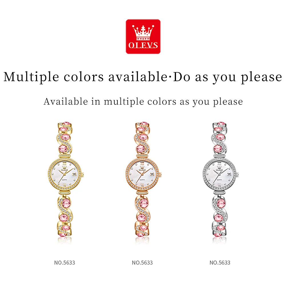 OLEVS 5633 Round-Dial Fashion Quartz Watch Stainless Steel Watchband Wristwatch with Calendar - Elegant Gift for Him Or Her