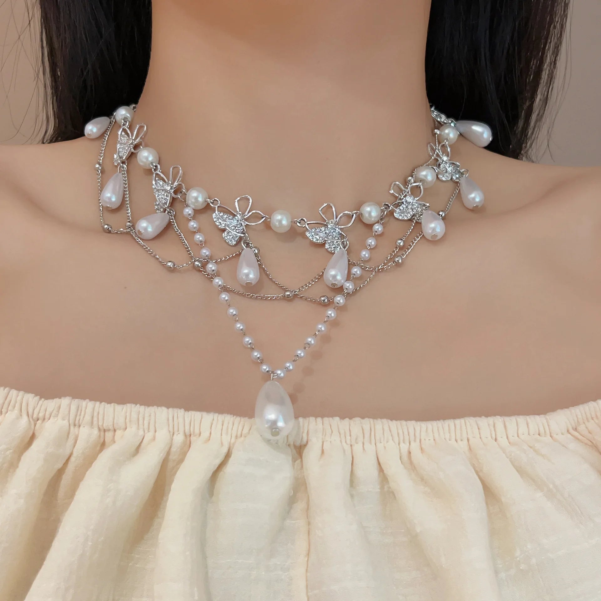 Luxury Multi-layered Zircon  Layer Necklace For Women Gentle Temperament Clavicle Chain Simple Jewelry