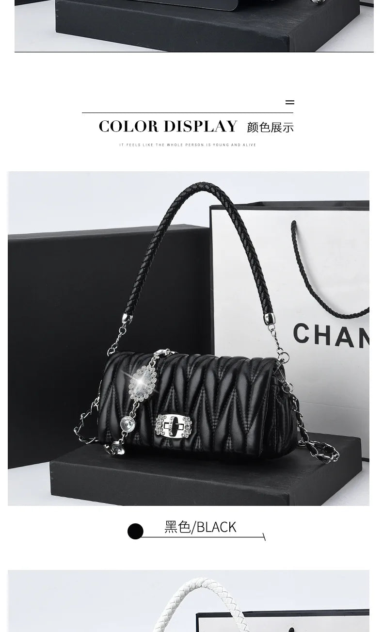 Women Bags Luxury Designer Purses and Handbags Rhinestone Chain Flap Crossbody Small Square Bag Casual Shoulder Messenger Bags