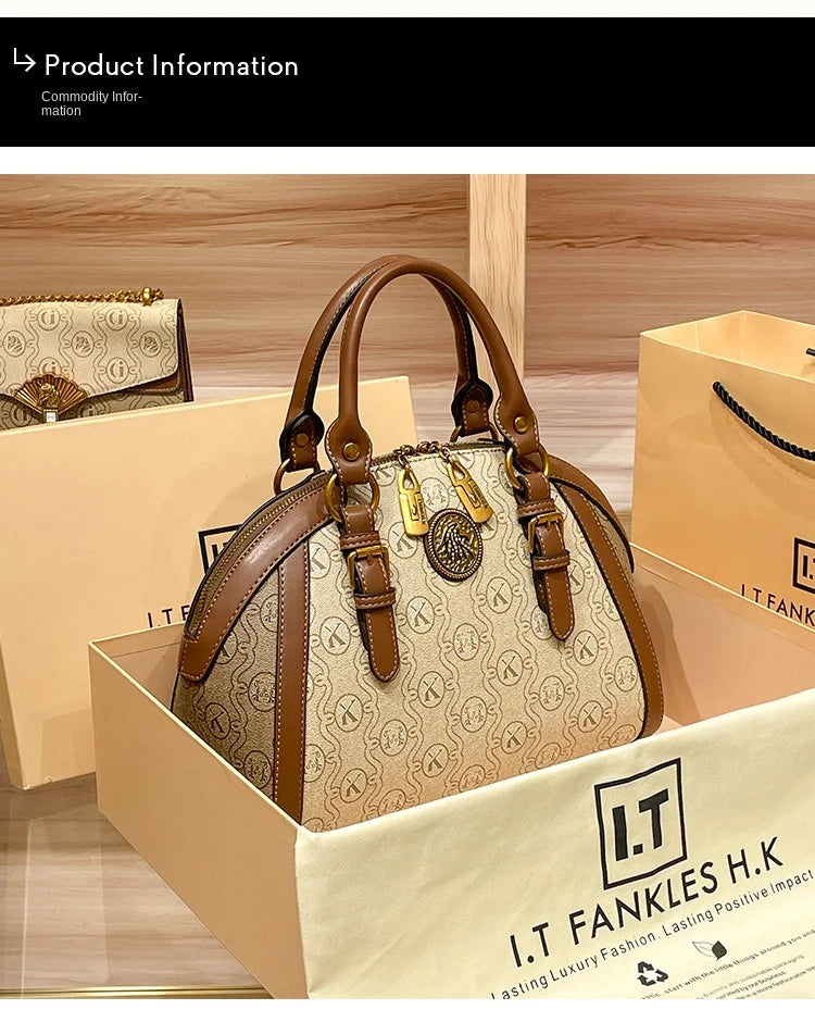Women's handbag, fashionable and luxurious brand handbag, new 2025 high-end leather shoulder bag, designer retro crossbody bag