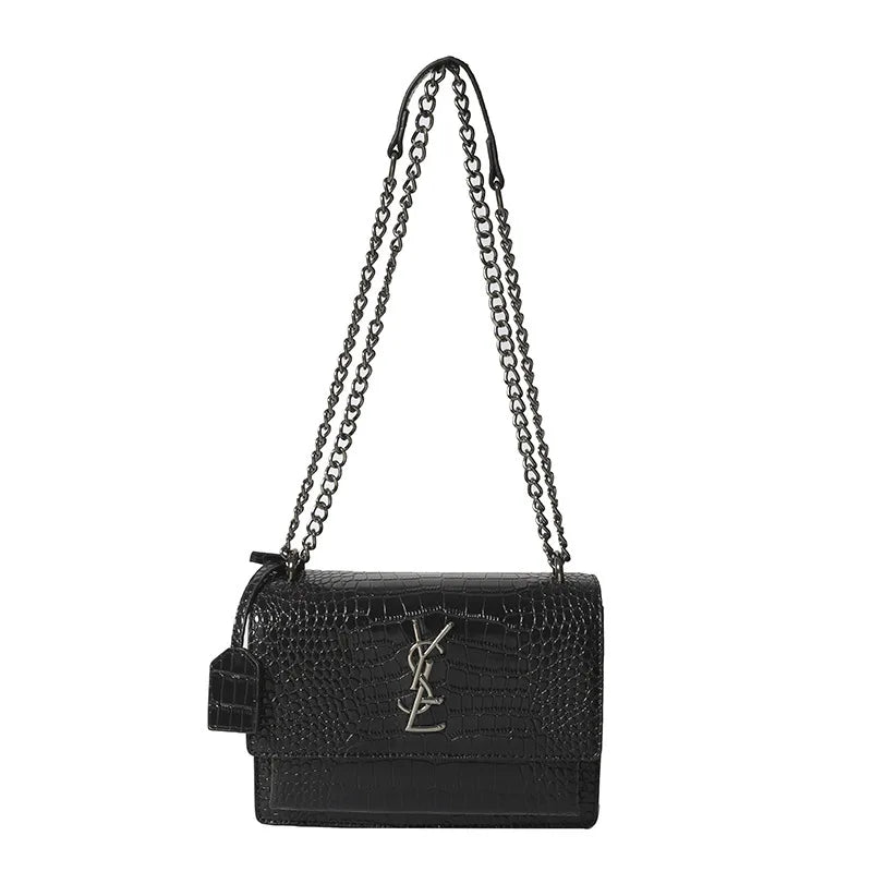 2026 new bag high-end crocodile pattern retro chain bag fashionable single shoulder crossbody bag