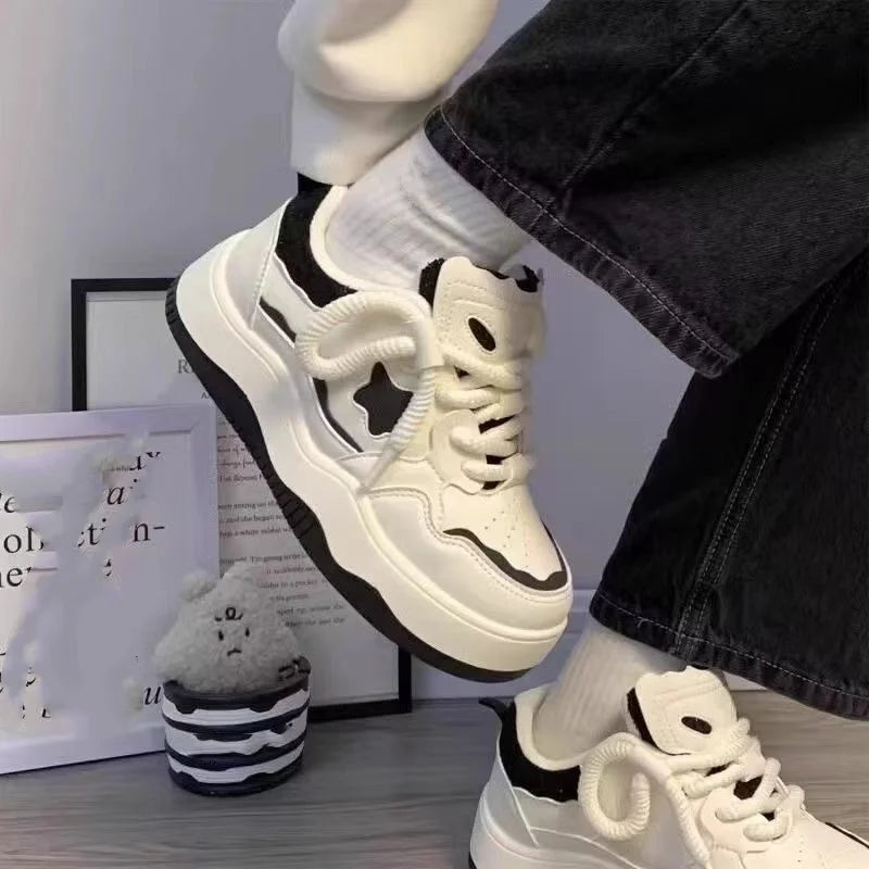 Thick-soled Fashionable White Shoes Spring and Autumn New Versatile Casual Sneakers Comfortable Thick-soled Sneakers for Women