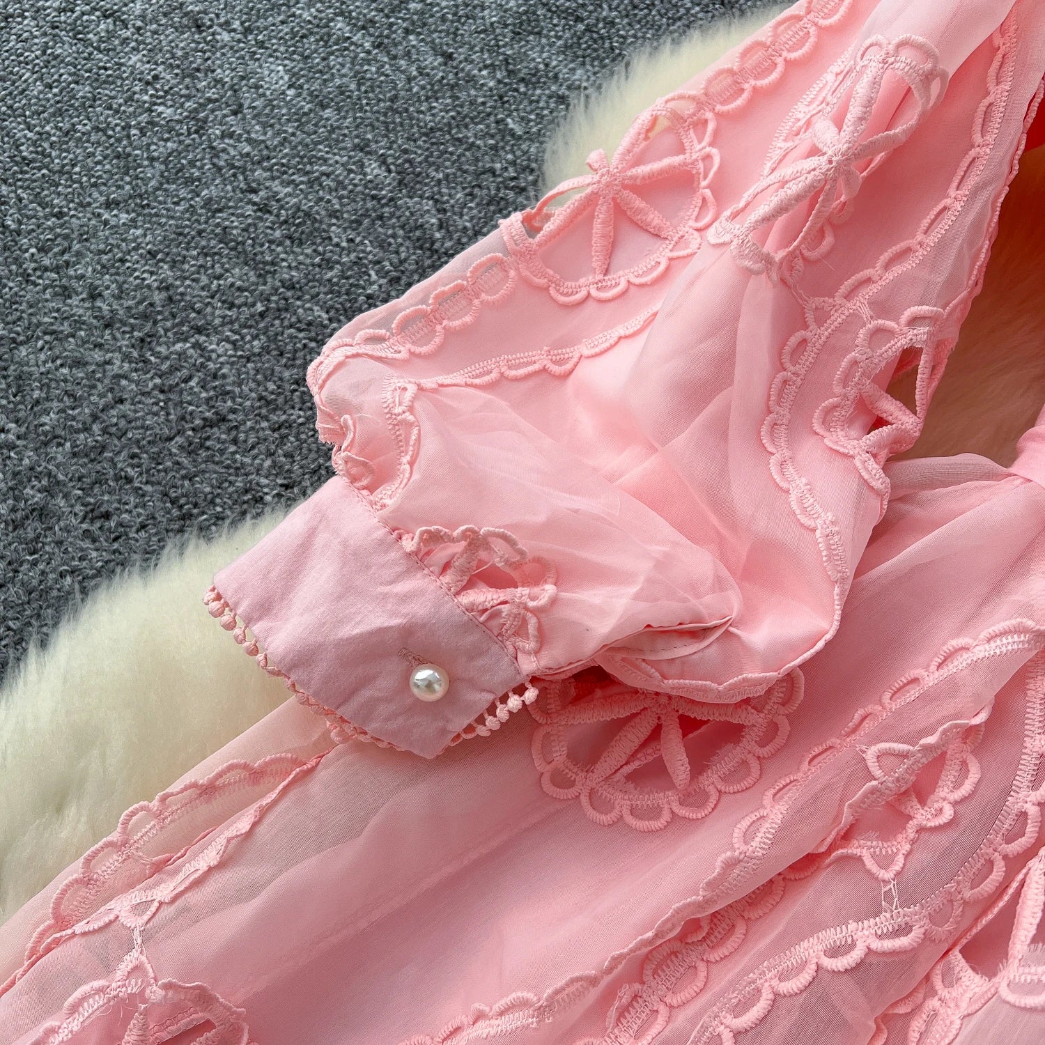 Elegant Embroidery Vintage Lantern Sleeves Lapel Single Breasted Chic Bandage Slim Long Dresses Women High Street Clothing