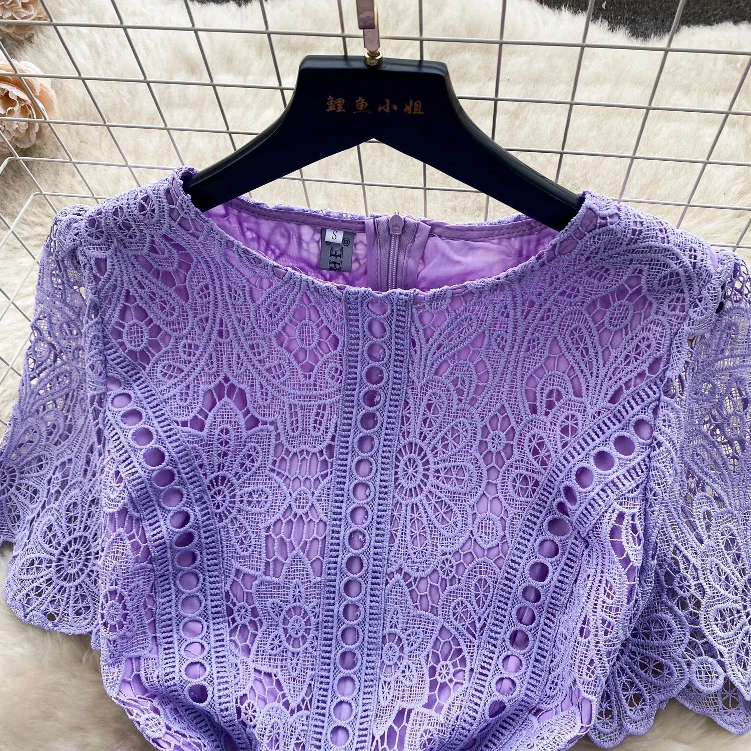 Embroidery Crochet Hollow Out Lace Dress For Women Summer Fashion Runway Short Sleeve Slim Waist Casual Party Midi Vestidos 6931