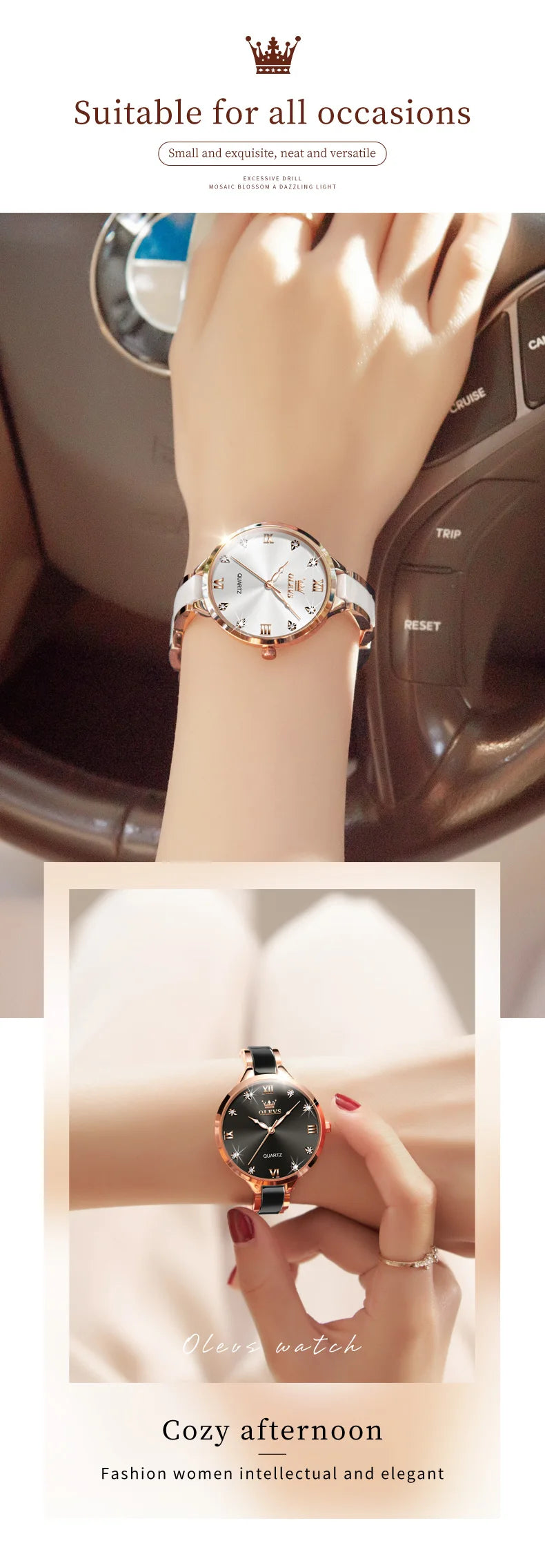 OLEVS Women's Watche Waterproof Ceramic Genuine Quartz Watch High Beauty Gift for Girlfriend Fashion Famous Watch Top Wristwatch