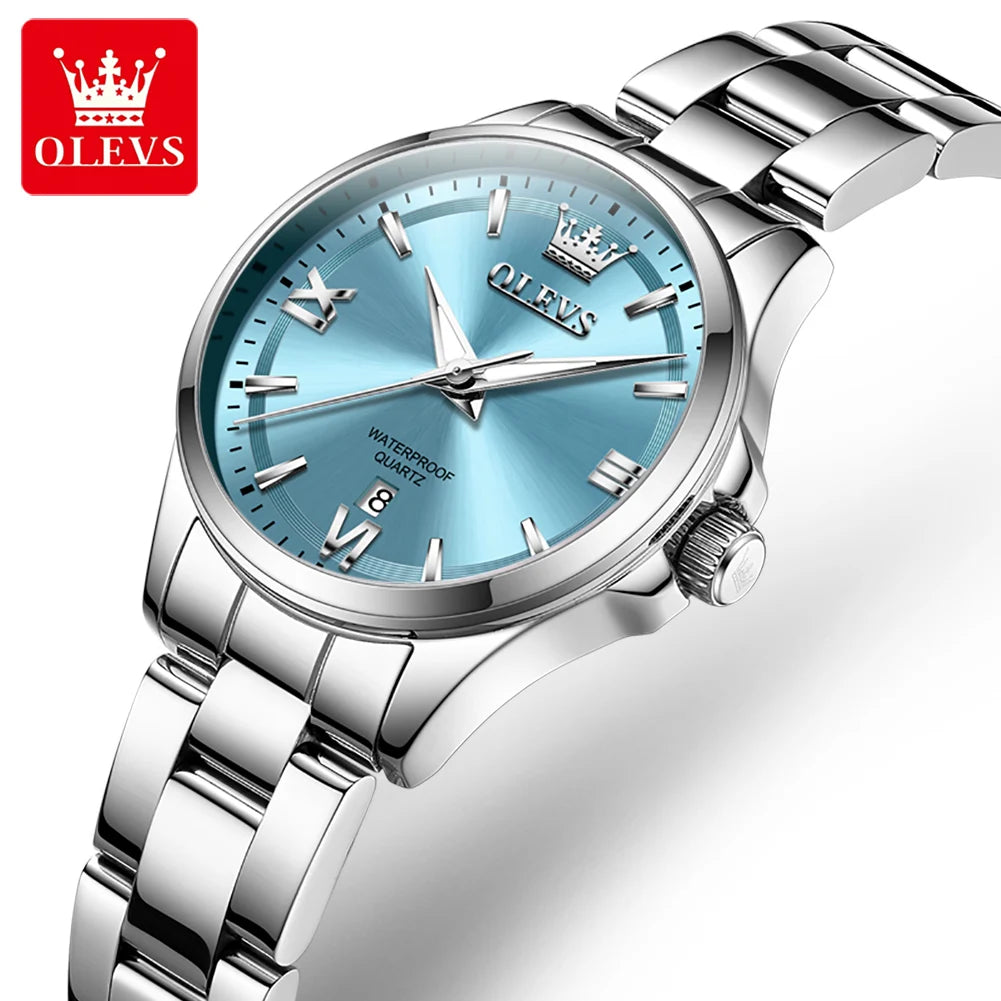 OLEVS Luxury Quartz Watch for Women Elegant Stainless Steel Women's Watches Gifts Waterproof Fashion Trend Simple Ladies Watch