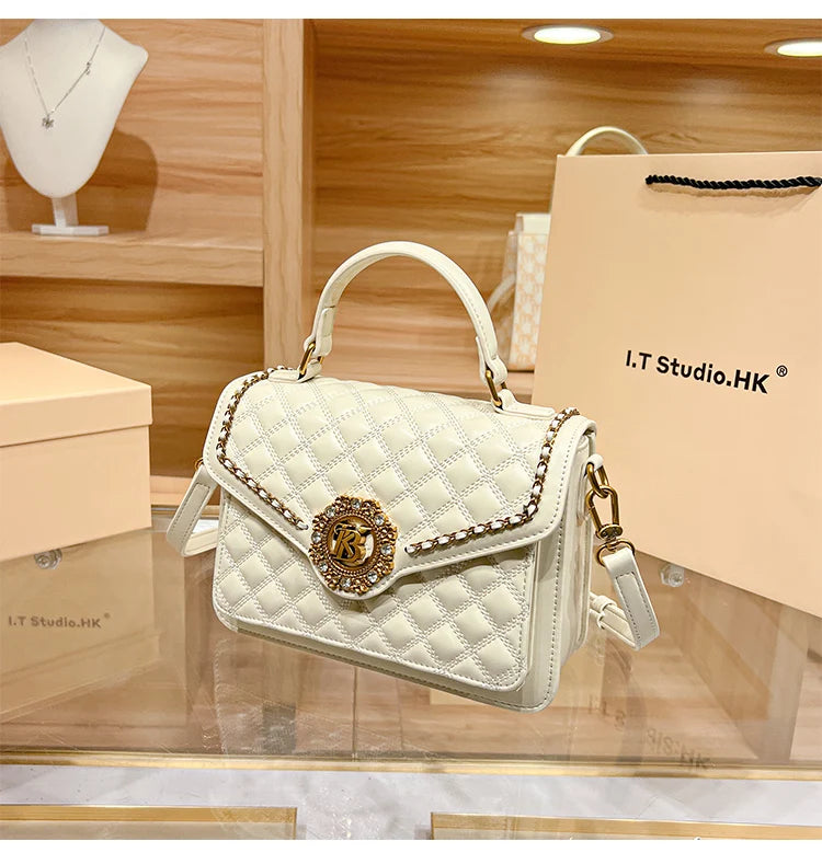 Women's handbag designer Lingge square bag women's 2024 new high-end texture handbag autumn/winter crossbody shoulder bag