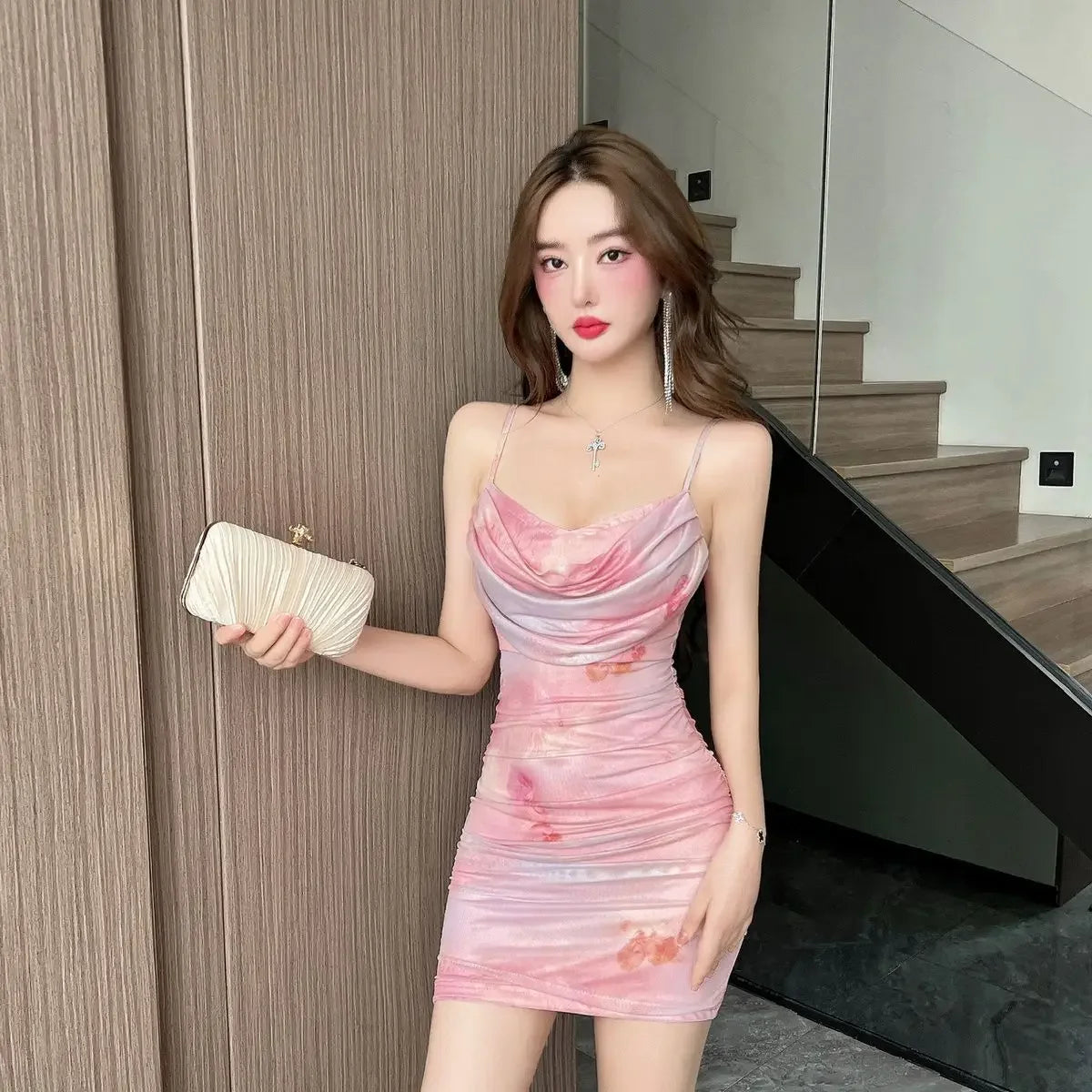 Mesh Coquette Corset Women's Dresses Bodycon Short Pink Slip Mini Female Dress Sundress Sleeveless Tight Sexy on Sale Clearance