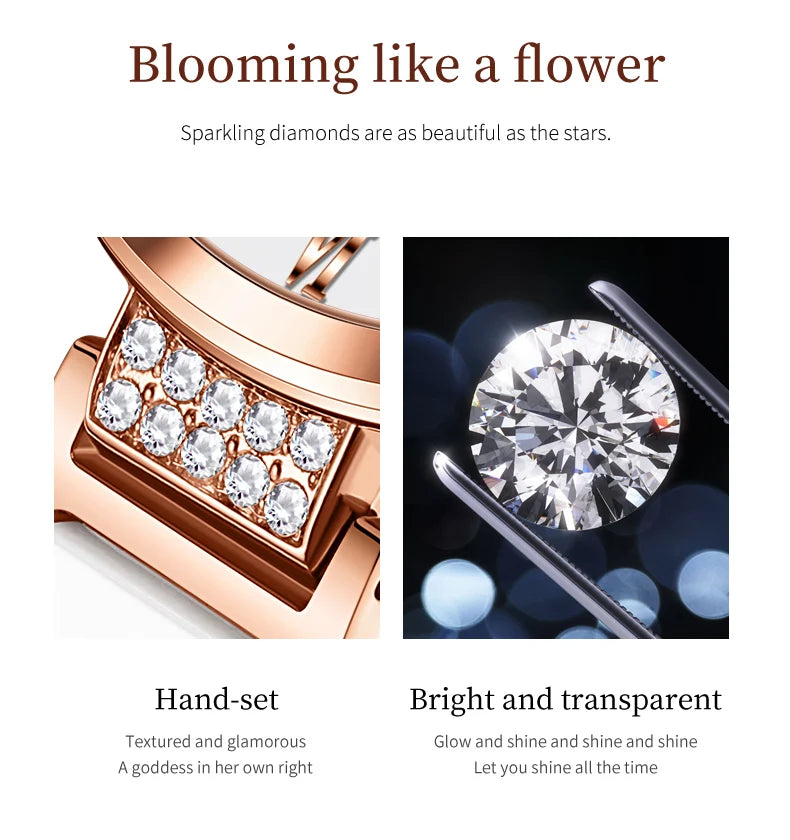 OLEVS 5589 Top Luxury Diamond Quartz Women Watch Fashion Elegant Rose Gold Waterproof Women Watch Brand Bracelet Set Reloj Mujer