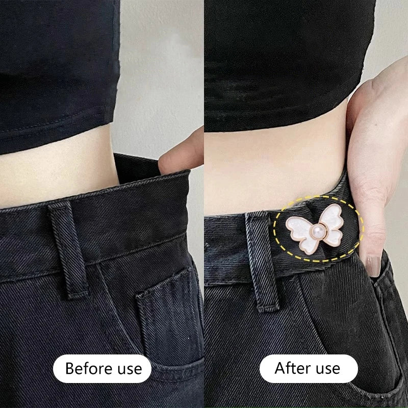 Adjustable Clips Butterfly Jeans Button For Pant Skirts Waist Tightener Buckle Snap Button Adjuster Pants Pin Retractable Button