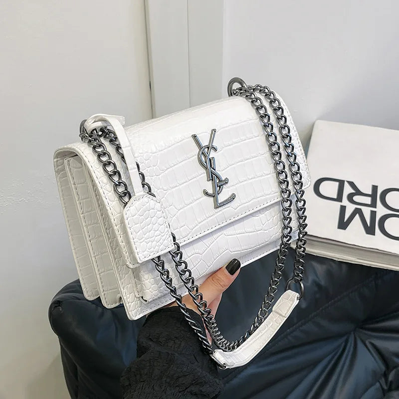 2026 new bag high-end crocodile pattern retro chain bag fashionable single shoulder crossbody bag