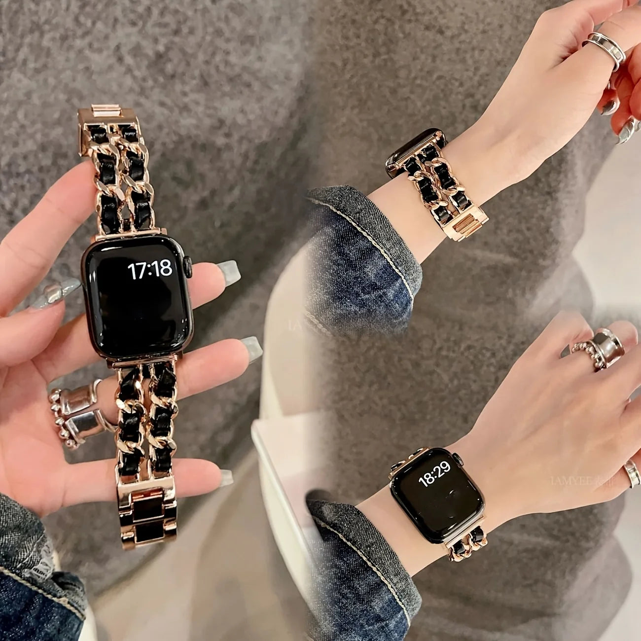 Women Metal Strap for Apple Watch Band 10 9 8 Ultra 46mm 42mm 49mm 7 SE 6 5 41mm 45mm 44/40mm Lady Gold Steel Bracelet Wristband