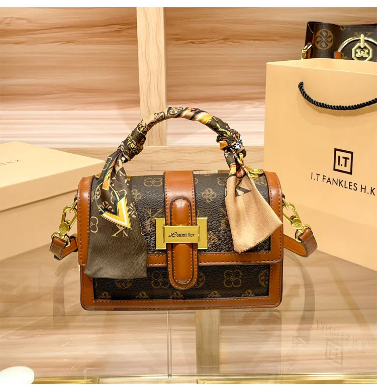 Brand women's handbag 2025 new autumn and winter designer shoulder crossbody bag fashionable and high-end small square bag