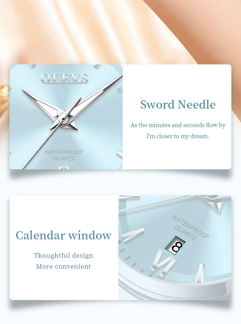 OLEVS Luxury Quartz Watch for Women Elegant Stainless Steel Women's Watches Gifts Waterproof Fashion Trend Simple Ladies Watch