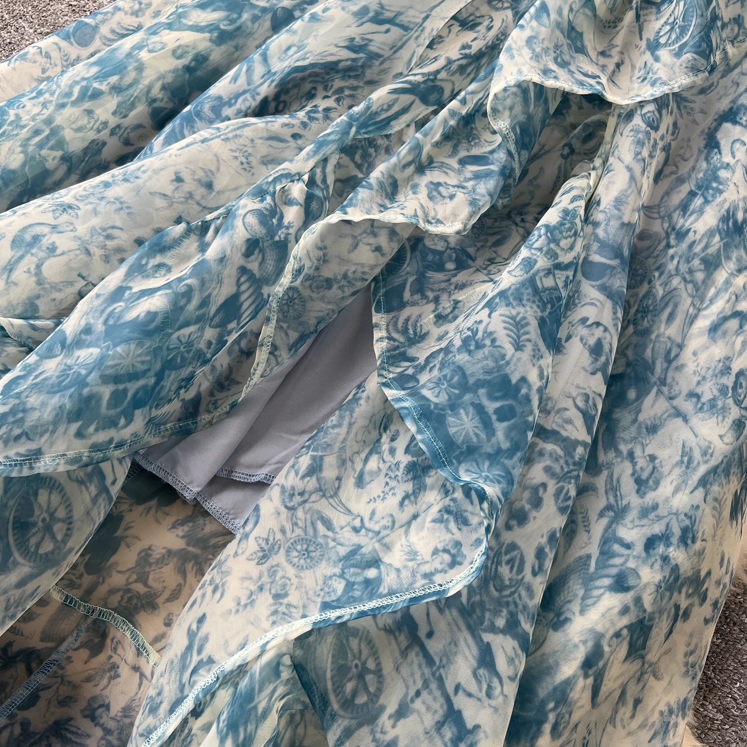 French Vintage Square Collar puff sleeve ruffle Dress A-line Chic Casual Beach Vacation Women Summer sweet dresses