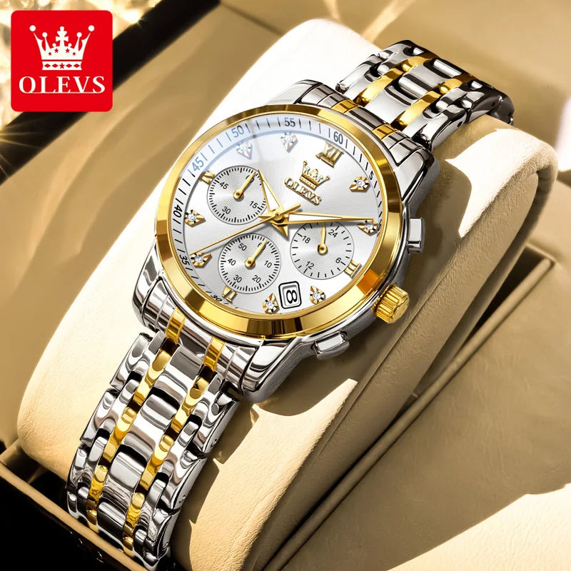 OLEVS 2858 Women Watch Luxury Brand Quartz Watch Waterproof Luminous Date Chronograph Women Bracelet Dress Diamond Watch Reloj