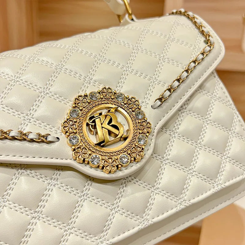 Women's handbag designer Lingge square bag women's 2024 new high-end texture handbag autumn/winter crossbody shoulder bag