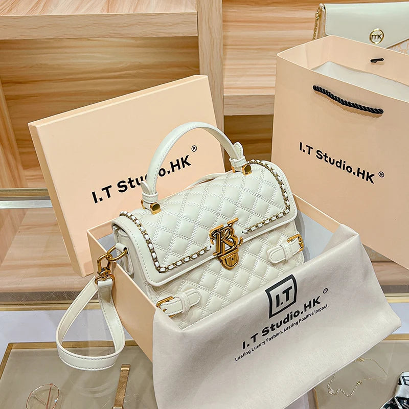 Women's handbag genuine leather carrying small square bag 2024 new high-end designer spring/summer crossbody shoulder bag