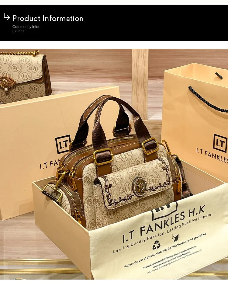 Women's Handbag 2025 New Brand Genuine Leather Handbag Designer High Quality Retro Single Shoulder Oblique Cross Pillow Bag