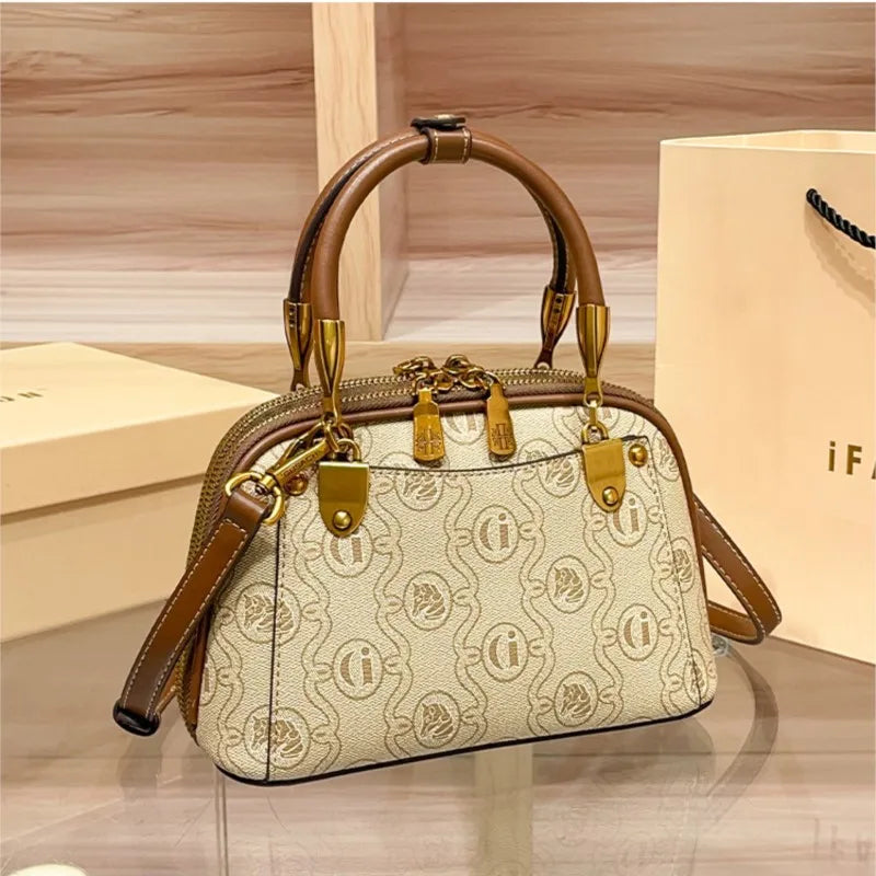 Light luxury brand women's handbag 2025 new retro versatile high-end lightweight single shoulder crossbody bag shell bag