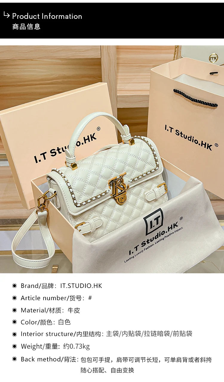 Women's handbag genuine leather carrying small square bag 2024 new high-end designer spring/summer crossbody shoulder bag