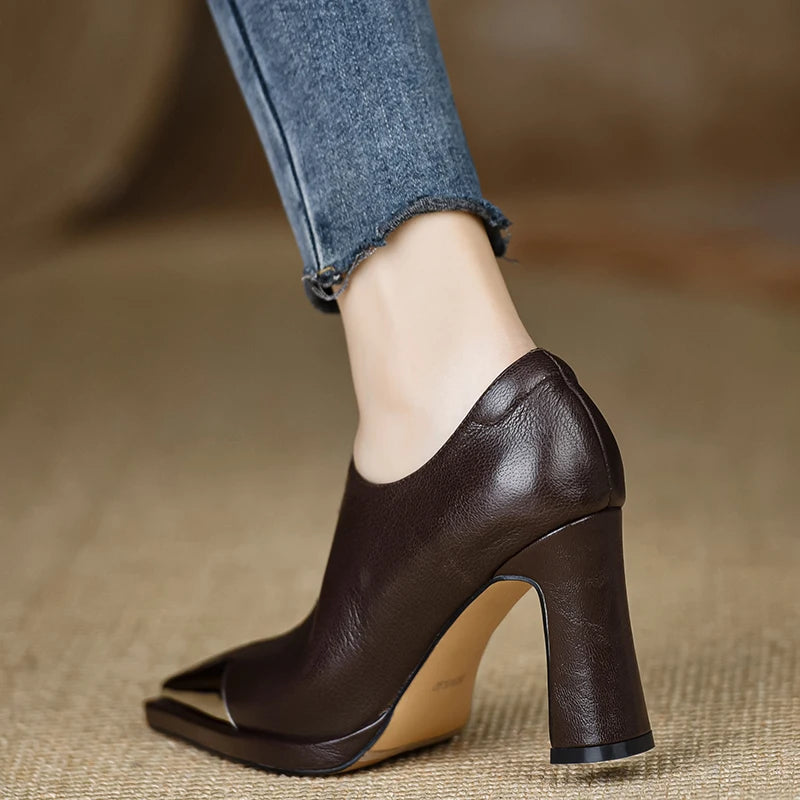 Women High Heel Loafers Pointed Toe Sexy Shoes Retro Fad Designer 2024 New Brand Luxury Sandals Hot Sale Zapatillas De Mujer