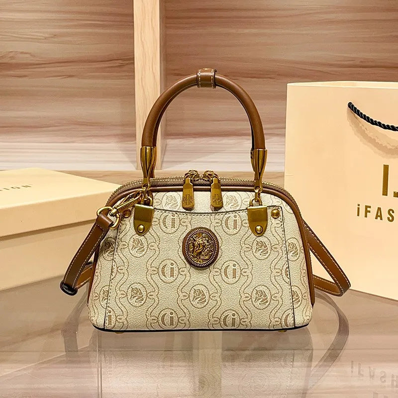 Light luxury brand women's handbag 2025 new retro versatile high-end lightweight single shoulder crossbody bag shell bag