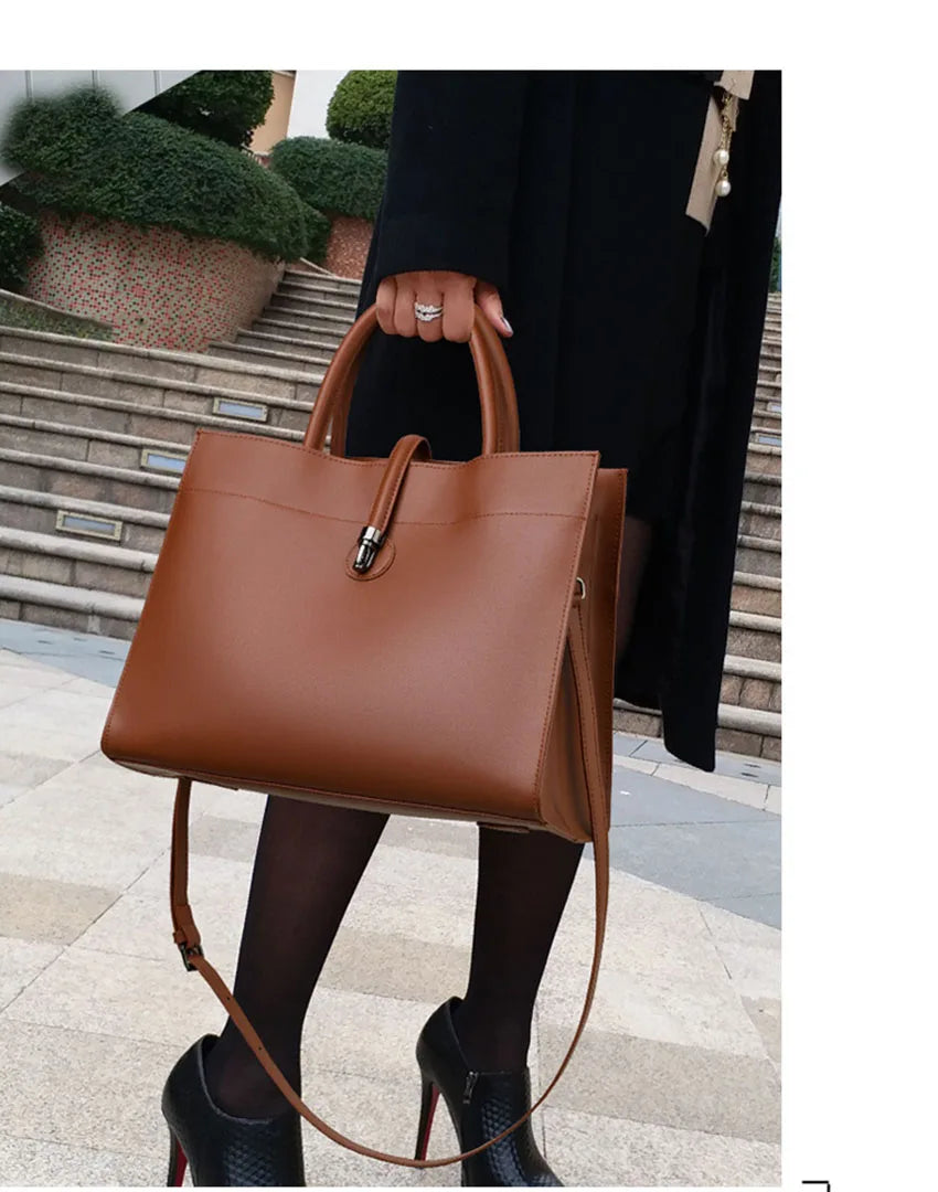 Leather women's bag, light luxury new tote bag, large capacity casual shoulder bag, crossbody bag, luxurious handbag
