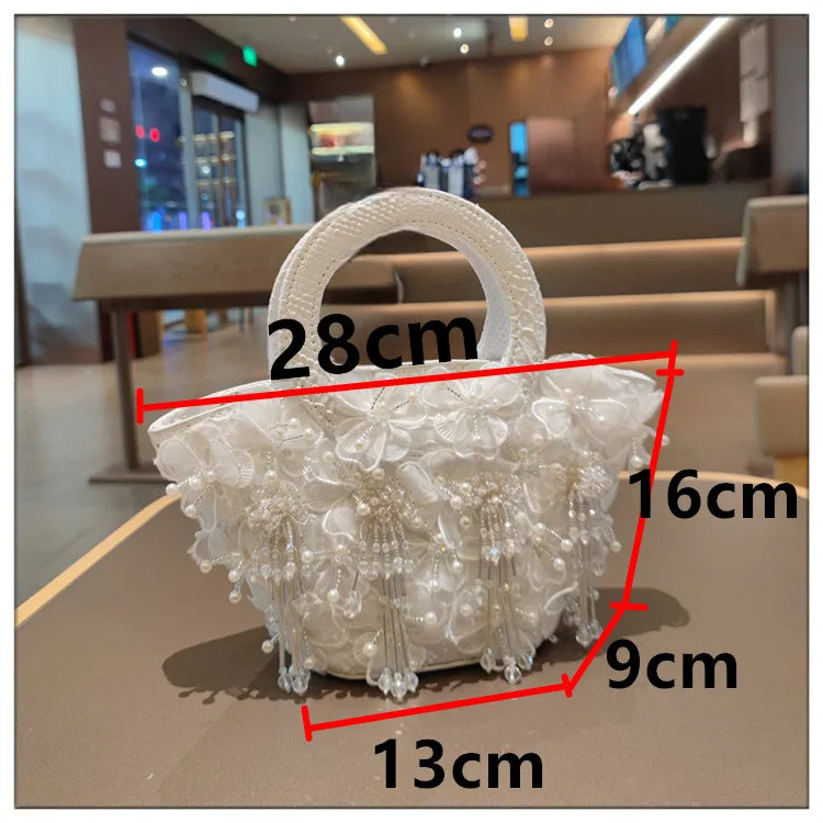 Tassel Flower Ita Bag Women New Shoulder Crossbody Sac A Main Lace Women's Bag Bucket Female Leather Handbag